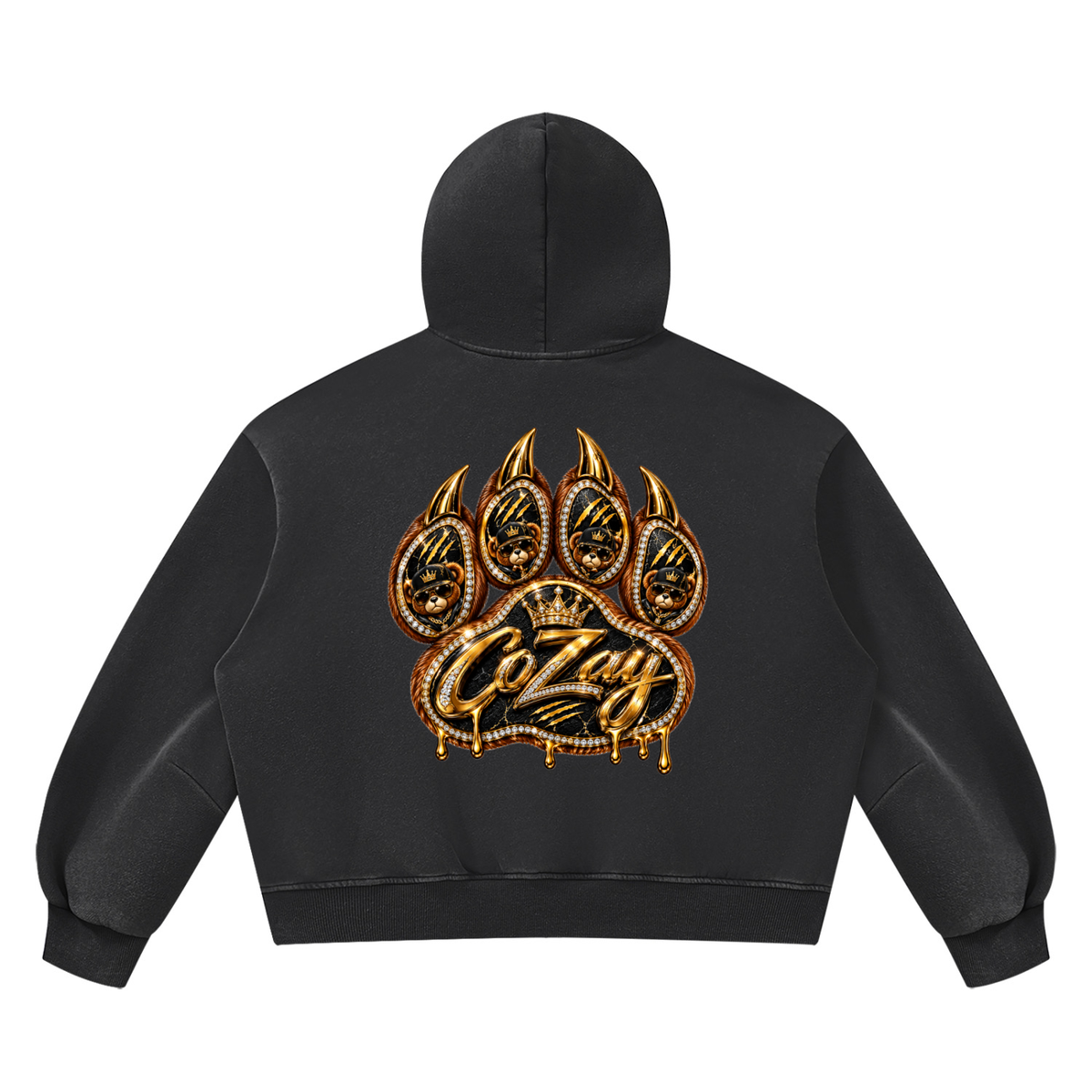 CoZay Original Cartier Bear Unisex Vintage Wash Boxy Fleece Hoodie