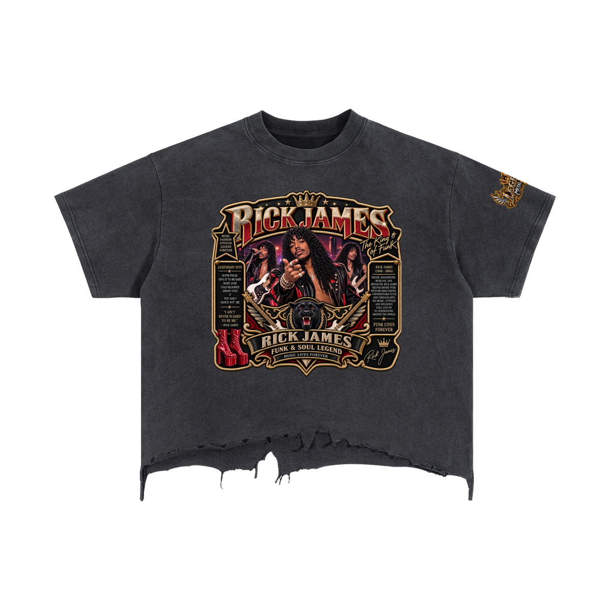 CoZay Legends Rick James Vintage Wash Boxy Distressed Hem T-Shirt