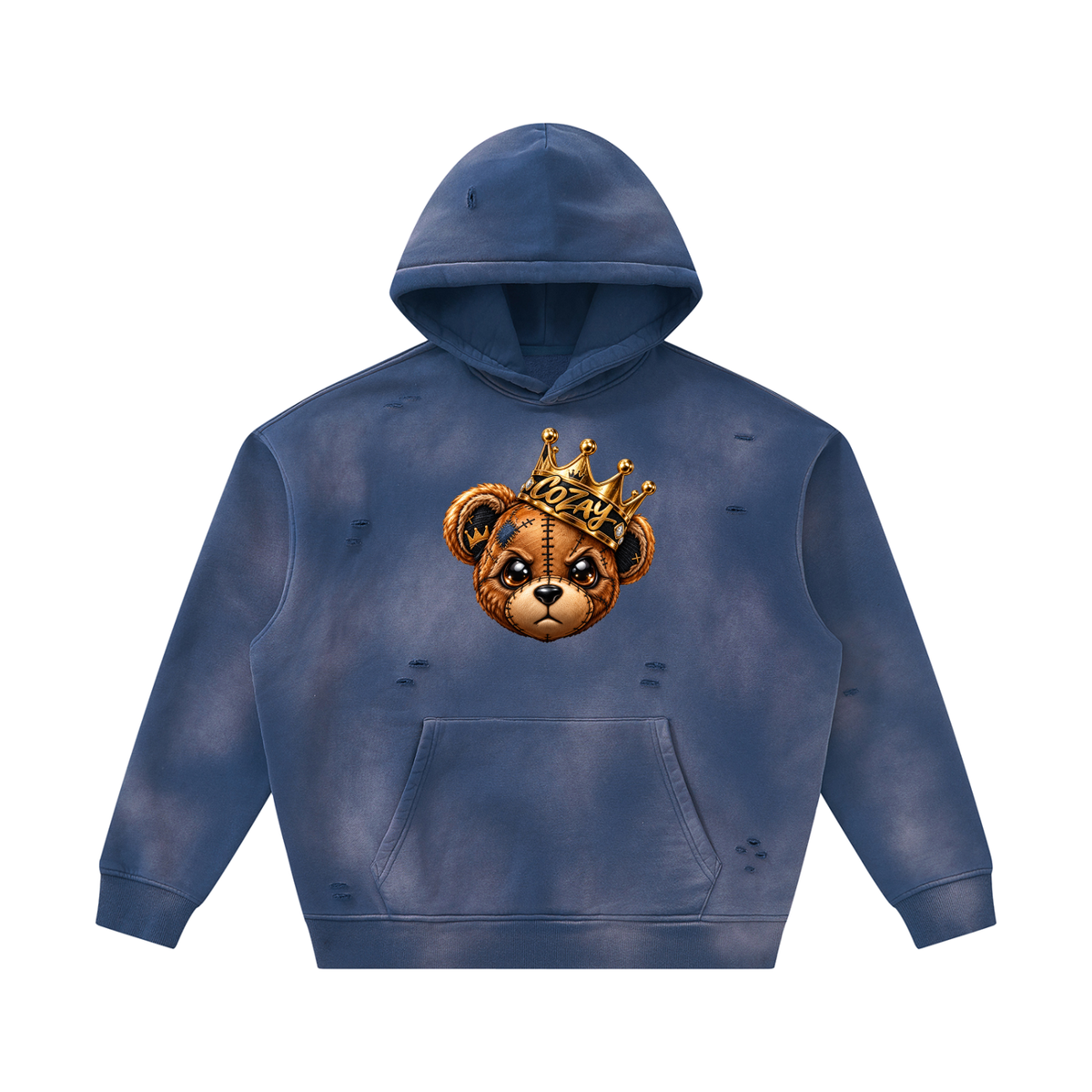 CoZay Original Bear Unisex Sunfade Frayed Fleece Hoodie