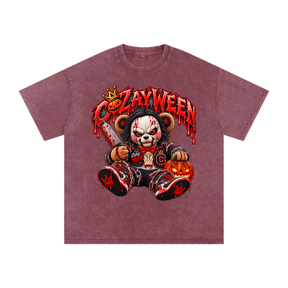 CoZayWeen Saw Snow Washed Oversized Cotton T-Shirt