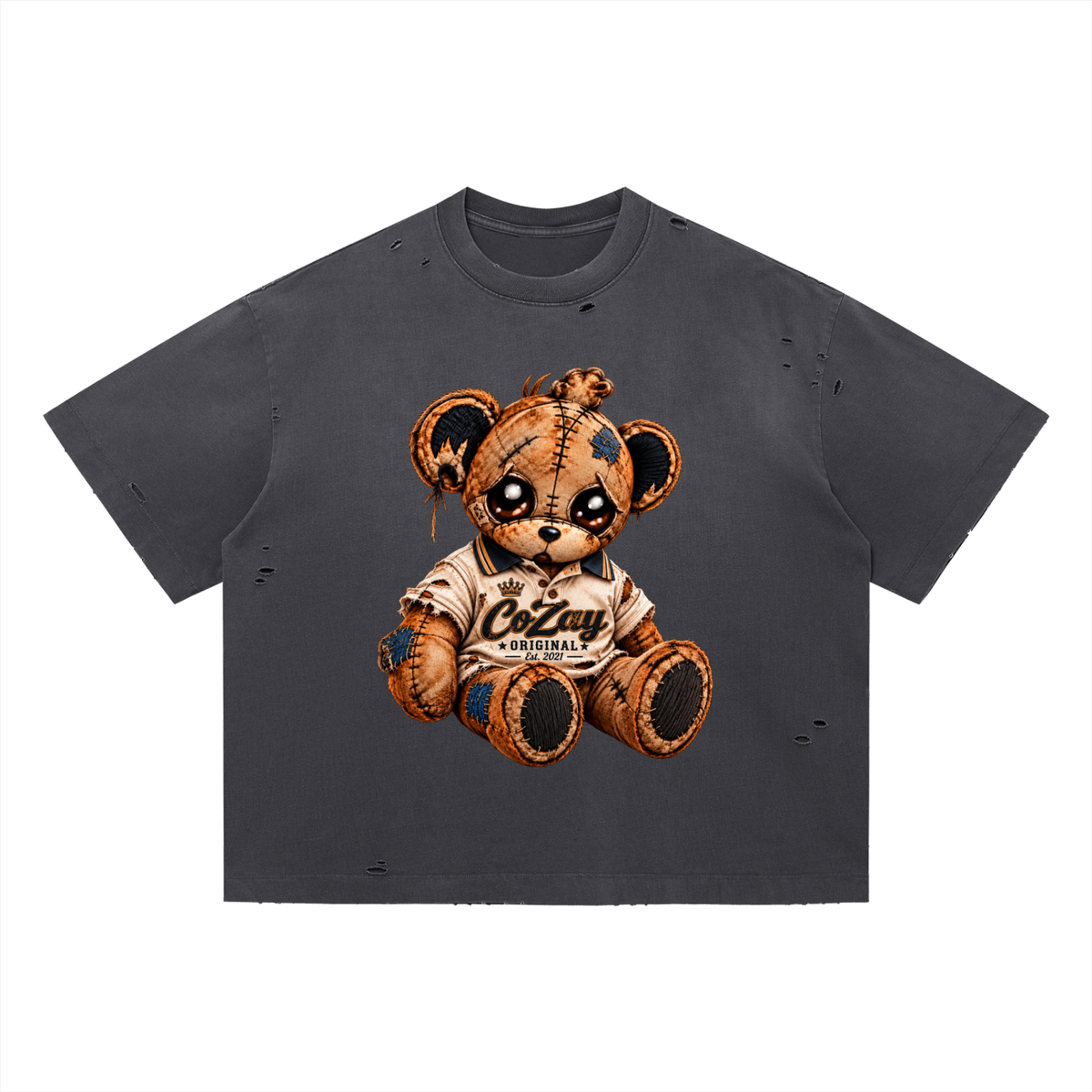 CoZay Original Polo Bear Vintage Washed Distressed Boxy Oversized T-Shirt