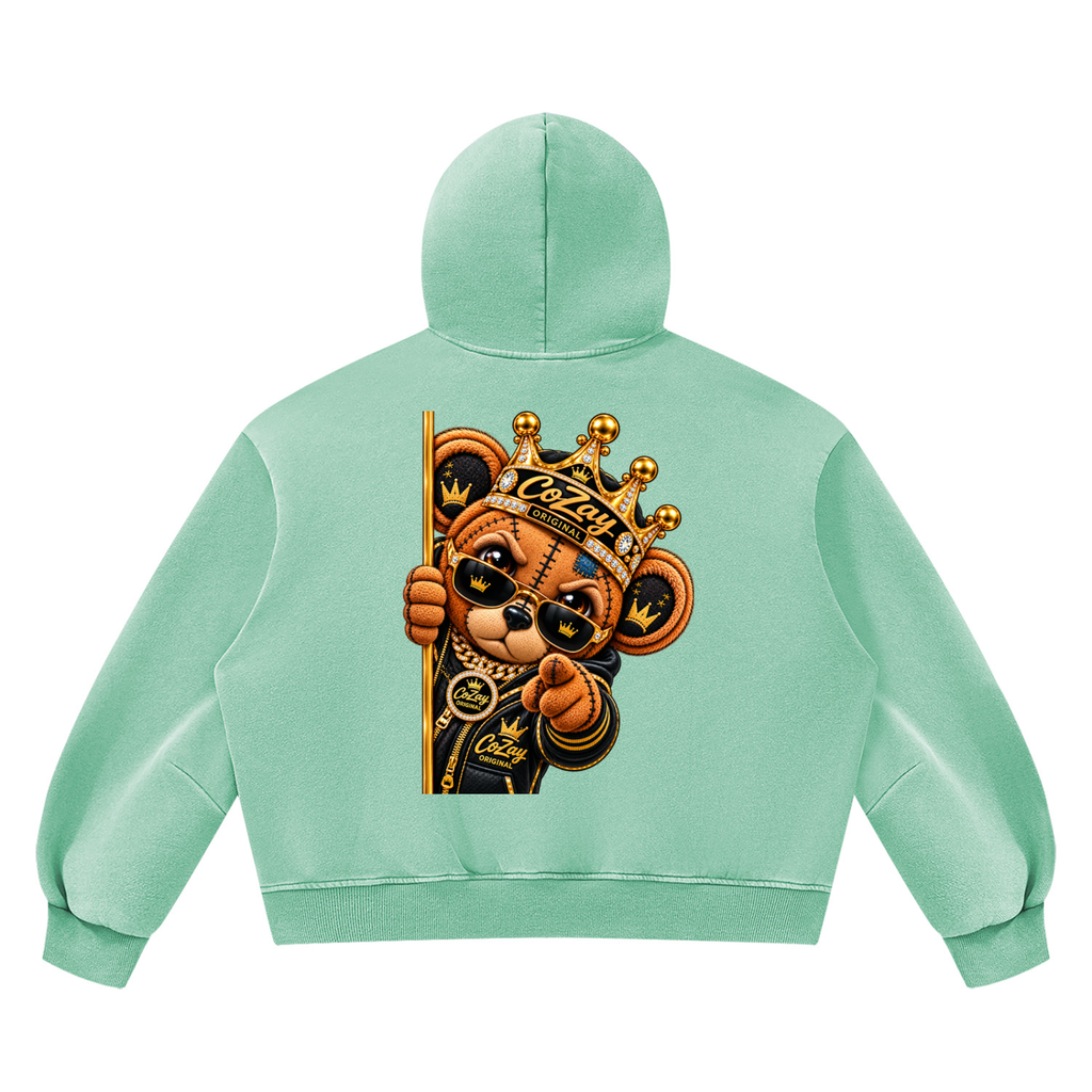 CoZay Original ICU Bear Unisex Vintage Wash Boxy Fleece Hoodie