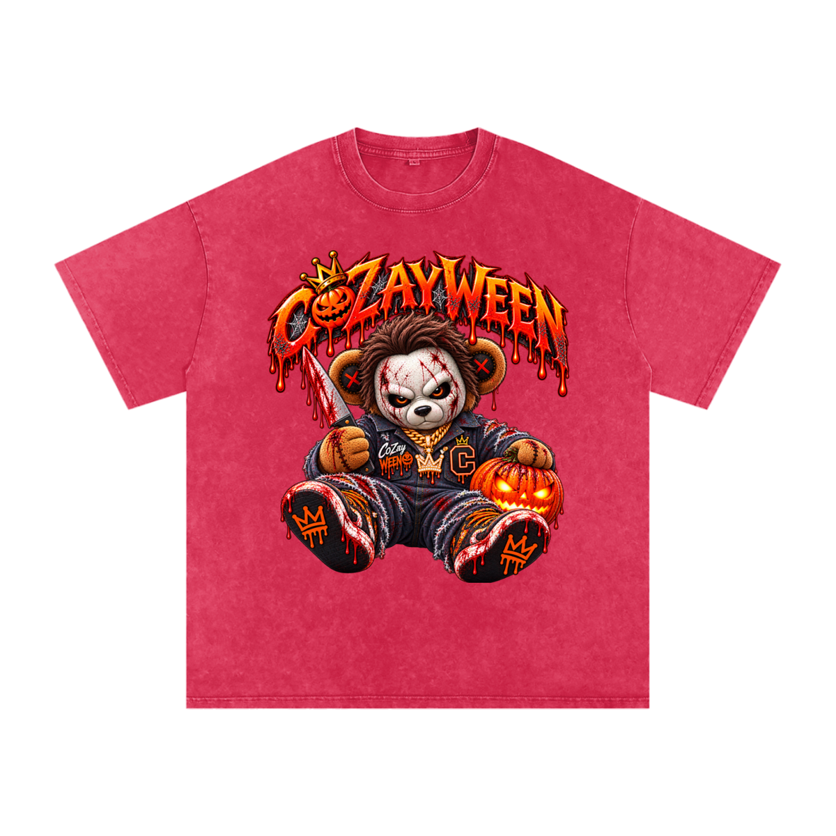 CoZayWeen Michael Myers Snow Washed Oversized Cotton T-Shirt