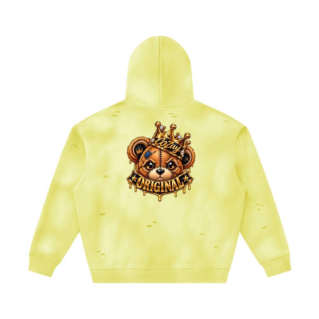 CoZay Original Bear Unisex Sunfade Frayed Fleece Hoodie