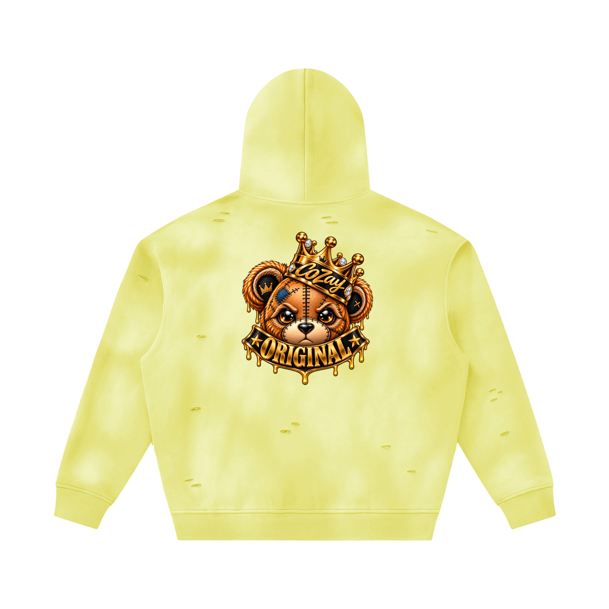 CoZay Original Bear Unisex Sunfade Frayed Fleece Hoodie