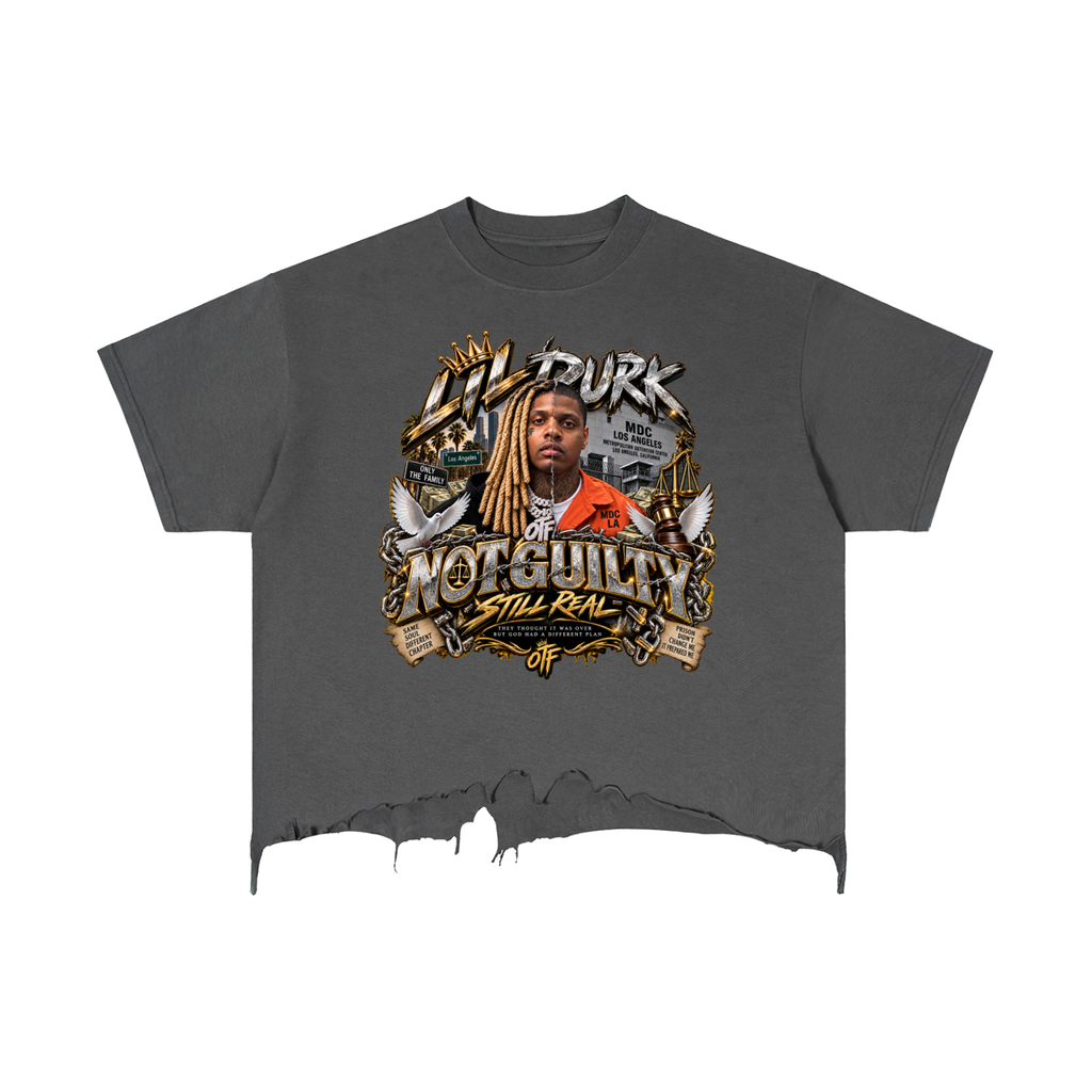CoZay Signature Lil Durk Vintage Wash Boxy Distressed Hem T-Shirt