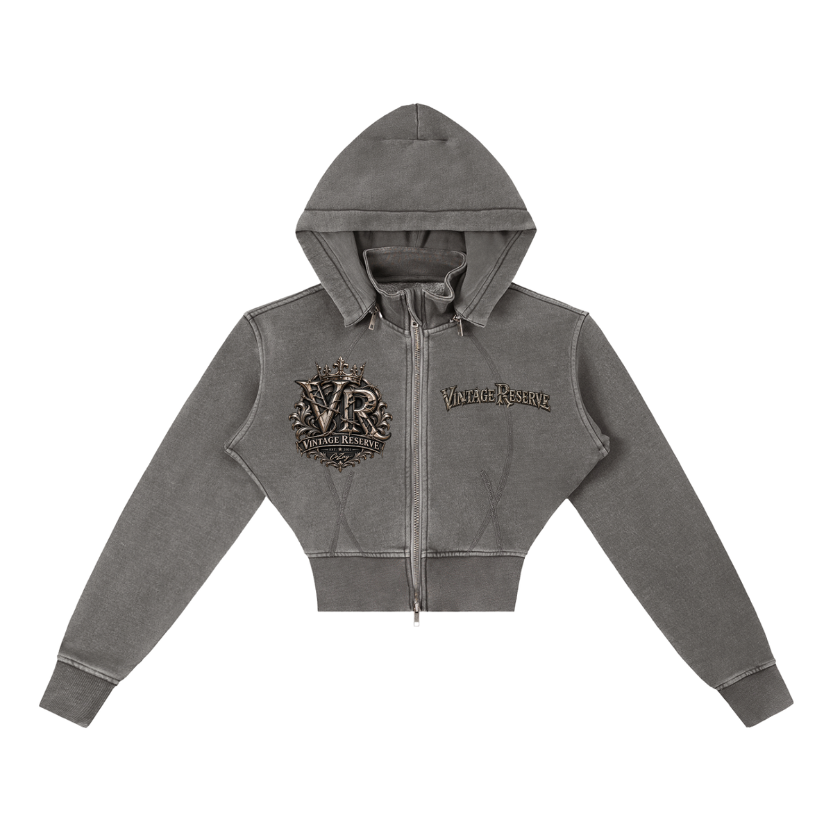 Vintage Washed Cropped Fleece Hoodie