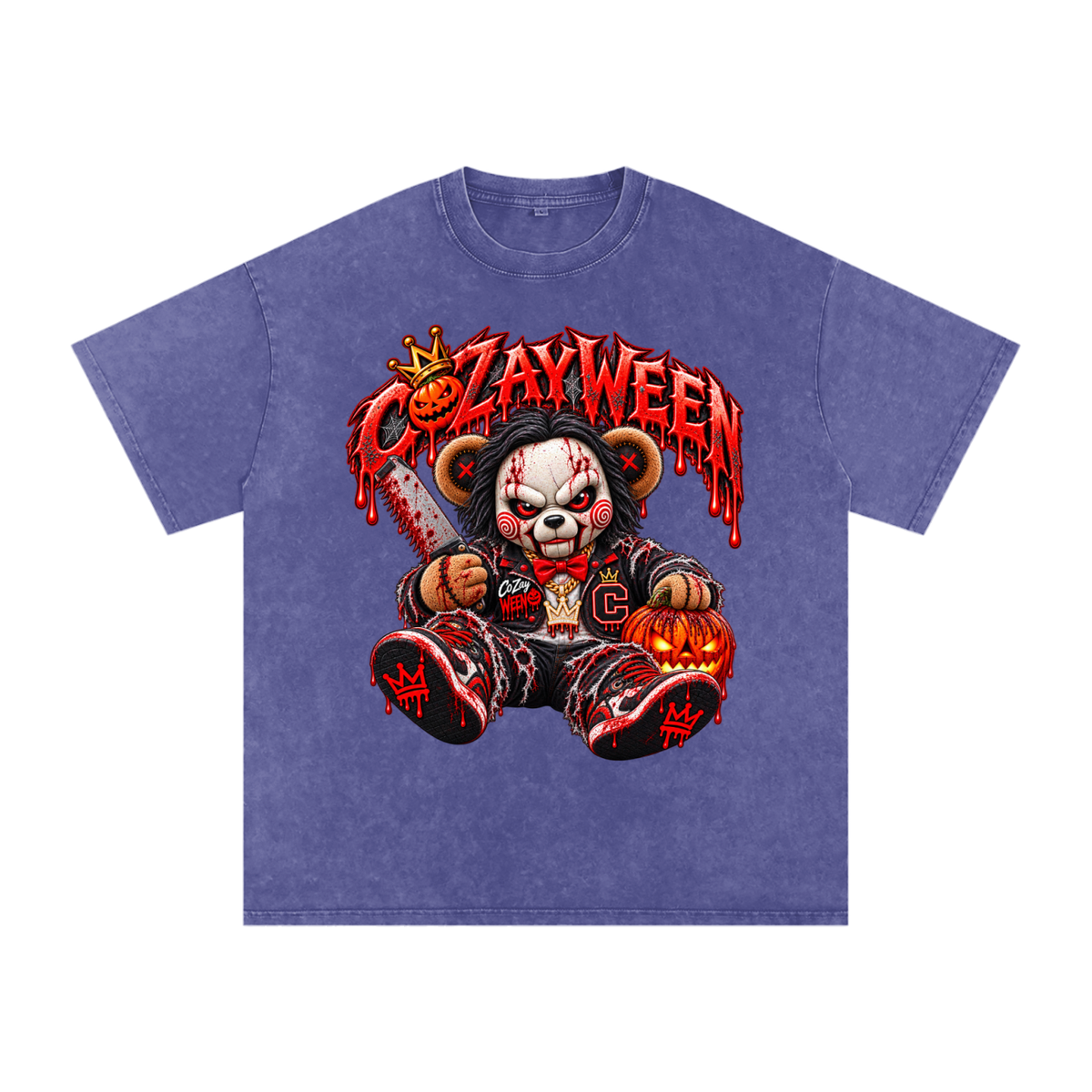 CoZayWeen Saw Snow Washed Oversized Cotton T-Shirt