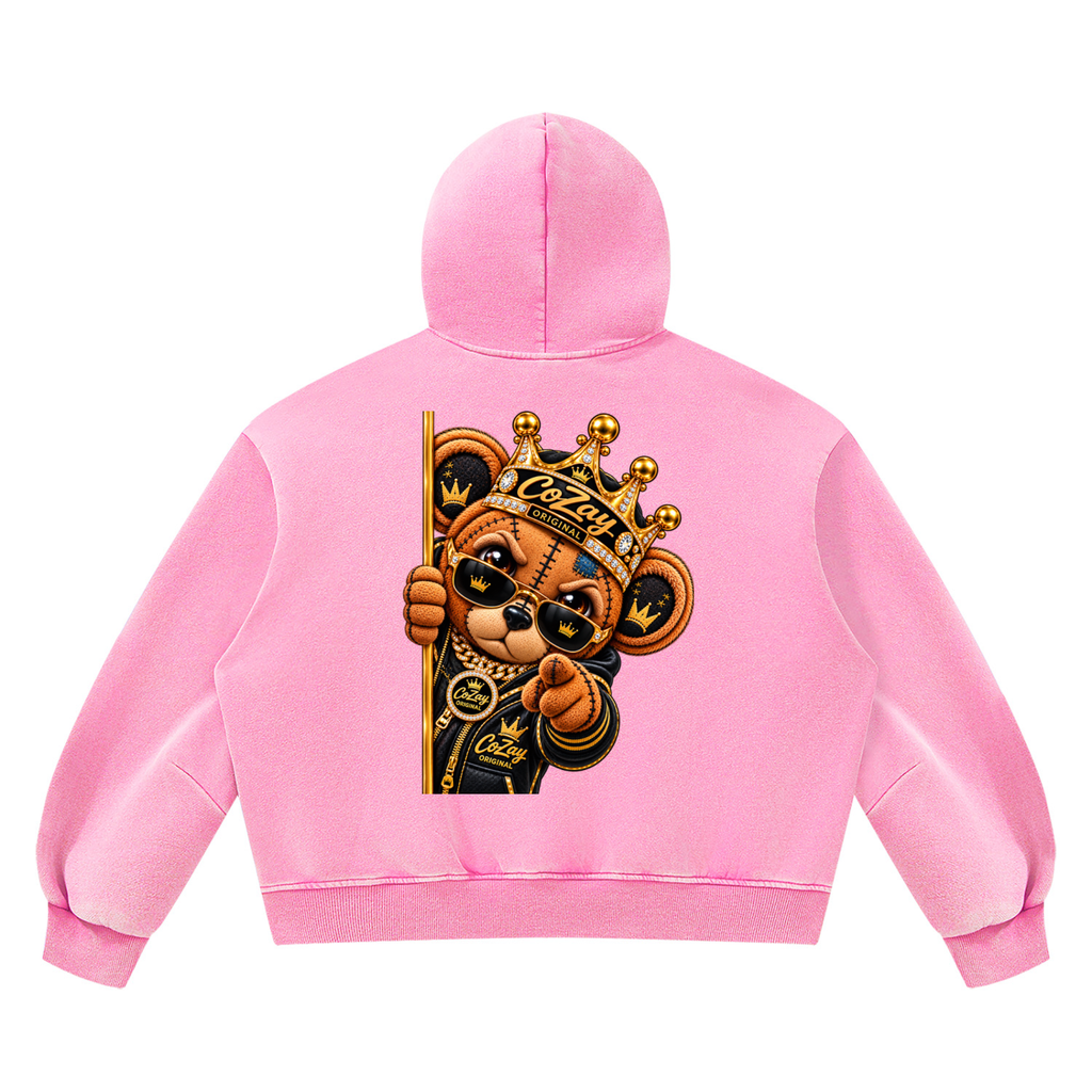 CoZay Original ICU Bear Unisex Vintage Wash Boxy Fleece Hoodie