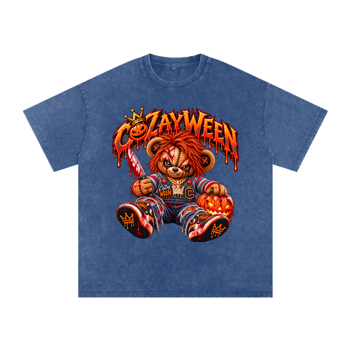 CoZayWeen Chucky Snow Washed Oversized Cotton T-Shirt