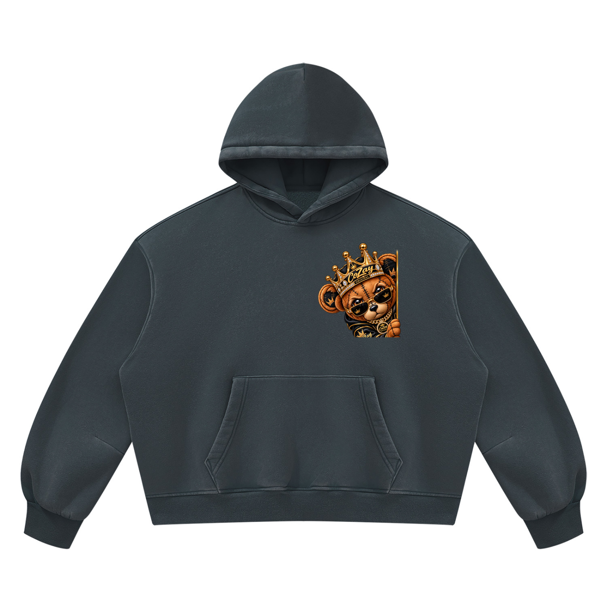CoZay Original ICU Bear Unisex Vintage Wash Boxy Fleece Hoodie