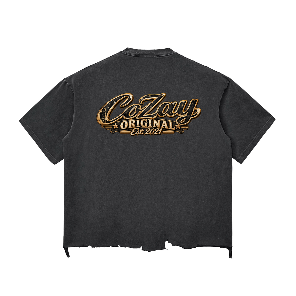 CoZay Signature Snow Wash Raw-Hem Boxy T-shirt