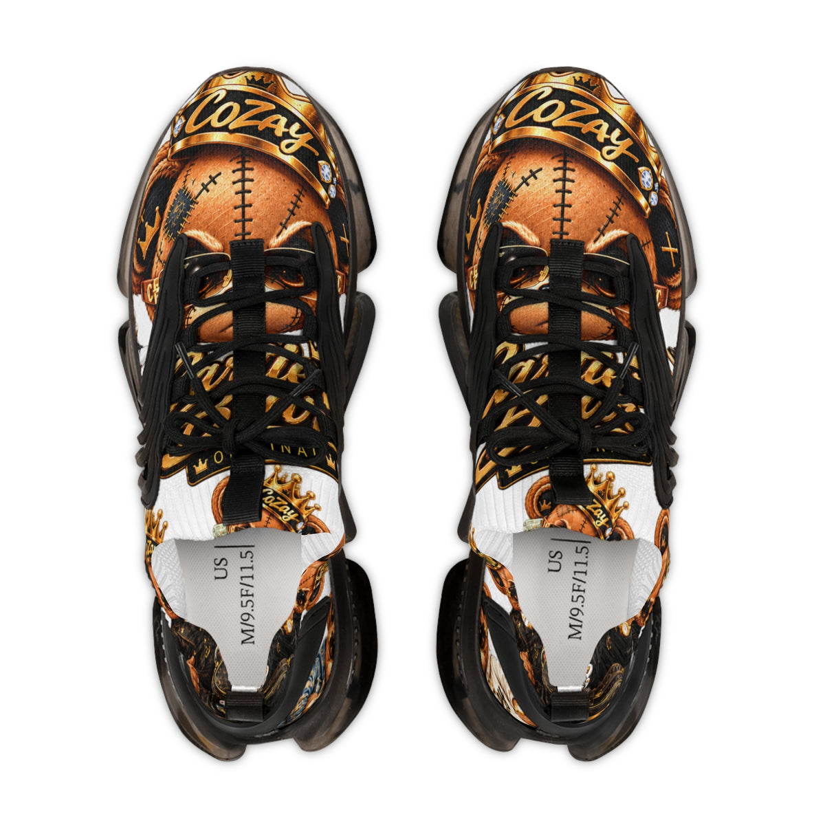 CoZay Original Cartier Bear Men's Athletic Sneakers — Vintage Football Graphic Mesh Shoes