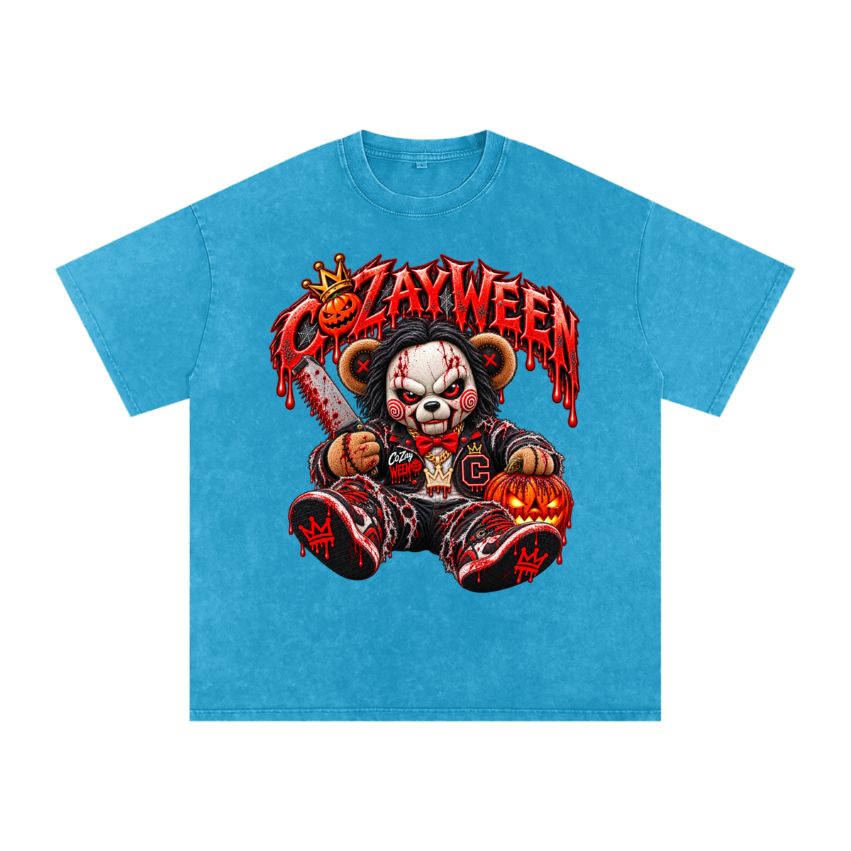 CoZayWeen Saw Snow Washed Oversized Cotton T-Shirt