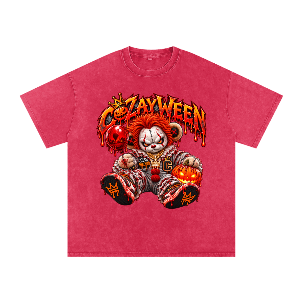 CoZayWeen Pennywise Snow Washed Oversized Cotton T-Shirt