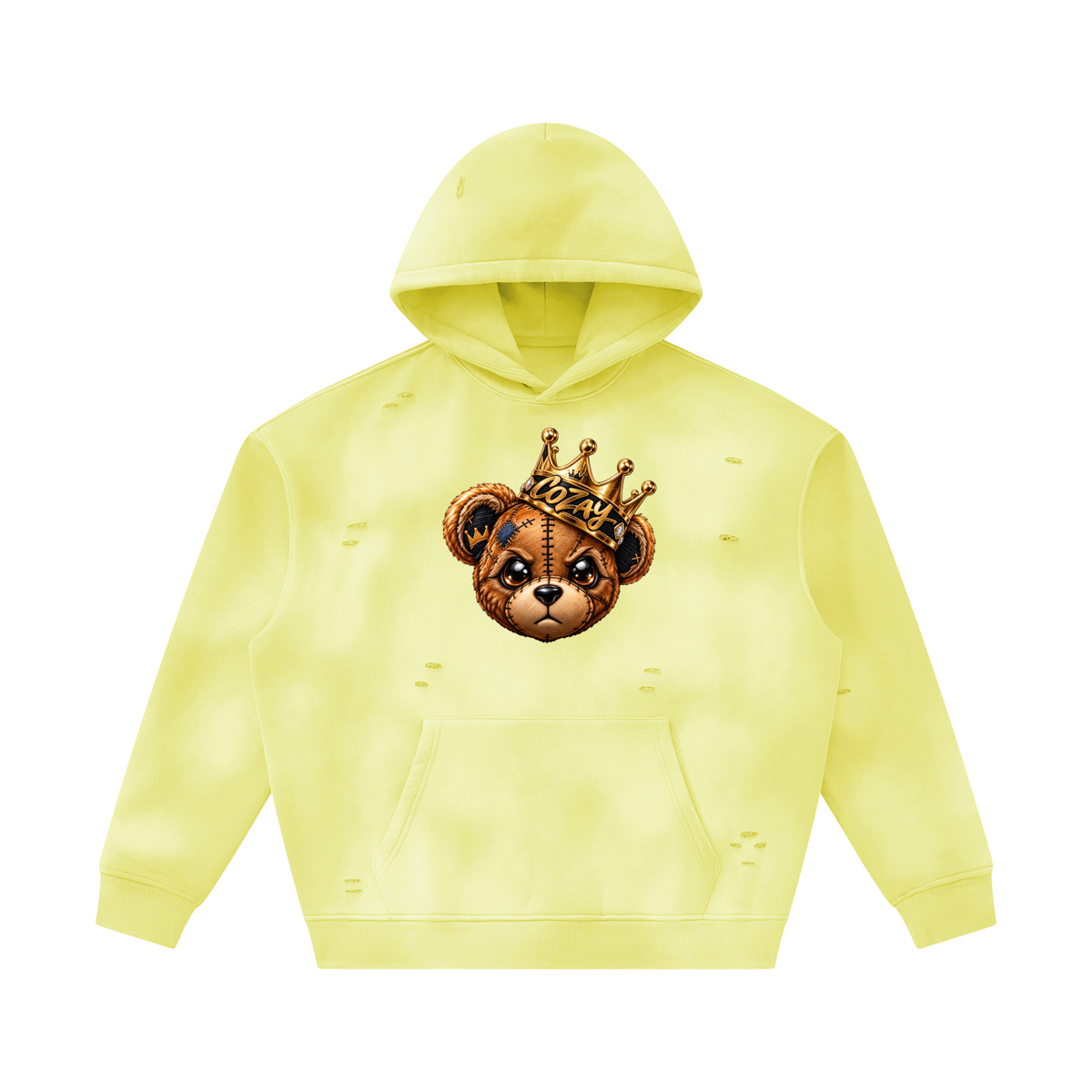 CoZay Original Bear Unisex Sunfade Frayed Fleece Hoodie