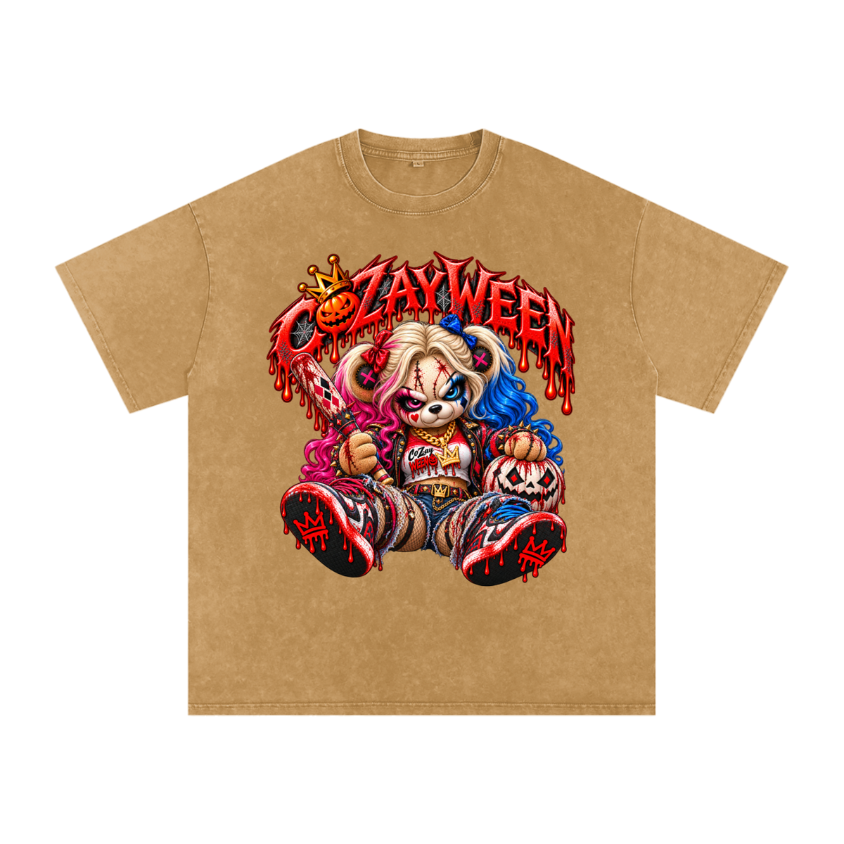 CoZayWeen Harley Snow Washed Oversized Cotton T-Shirt