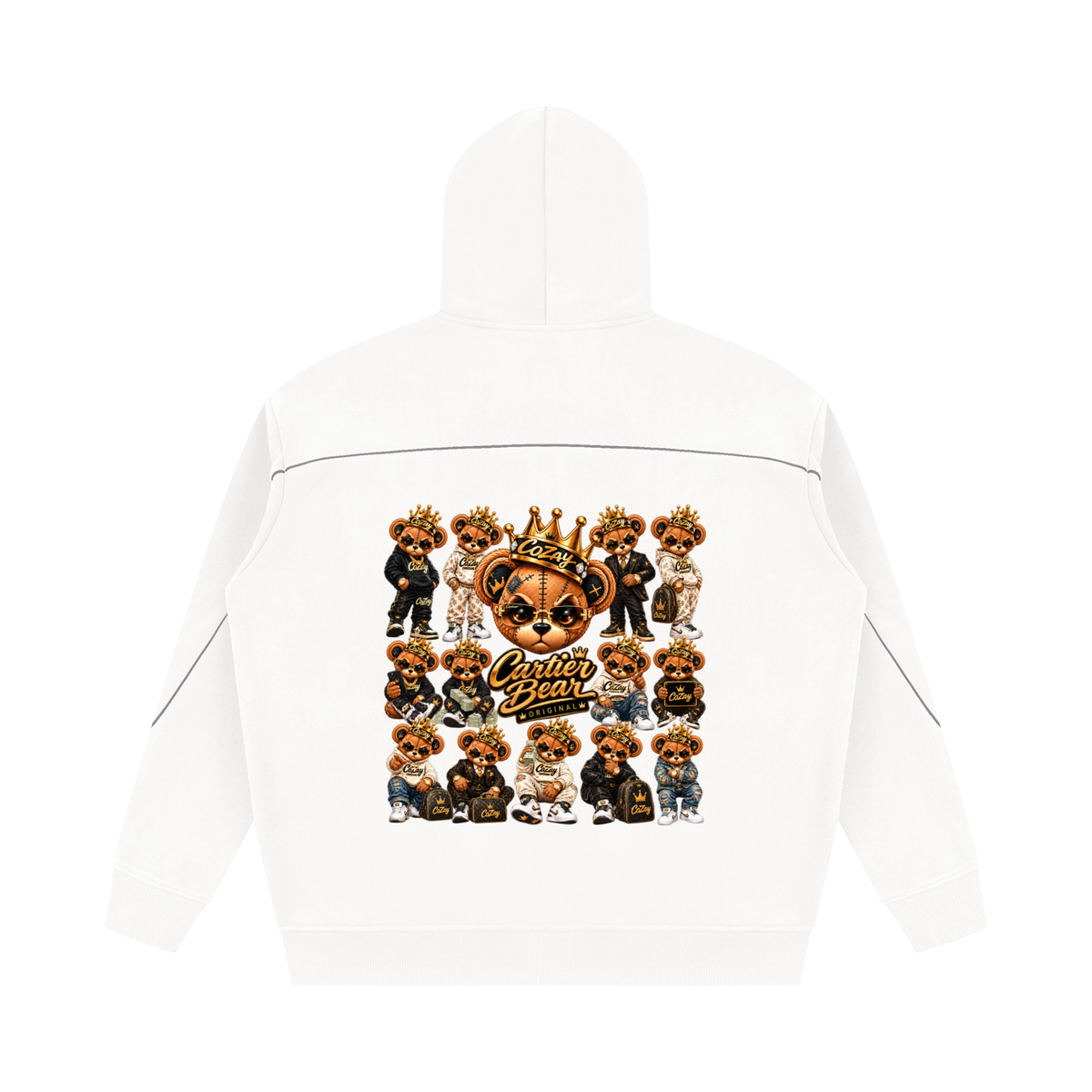 CoZay Original Cartier Bear Unisex Oversized Piping Fleece Hoodie