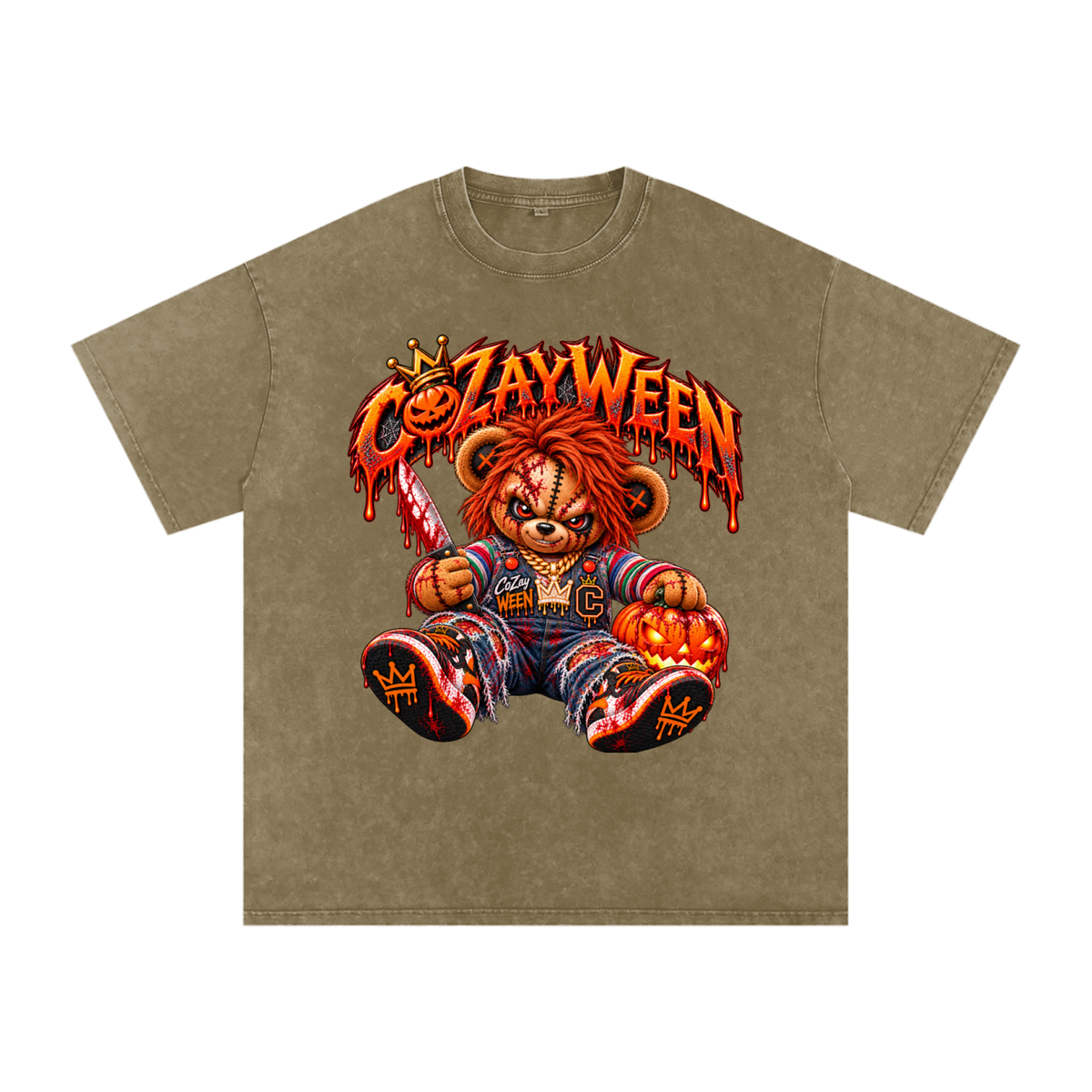 CoZayWeen Chucky Snow Washed Oversized Cotton T-Shirt