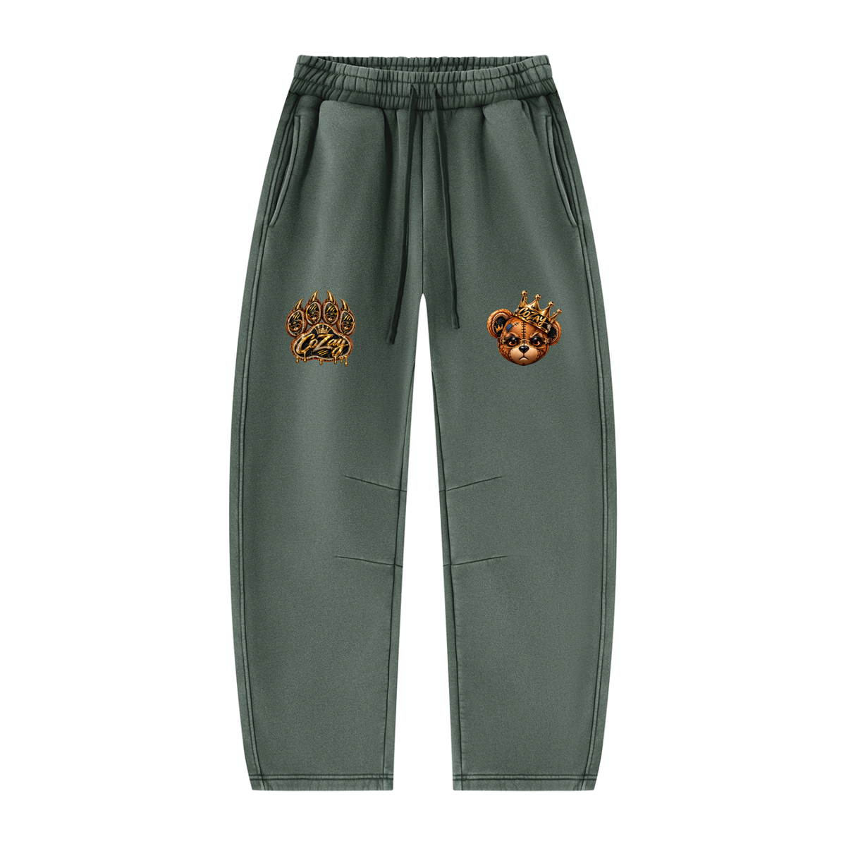 CoZay Cartier Bear Unisex Vintage Wash Barrel Leg Fleece Sweatpants