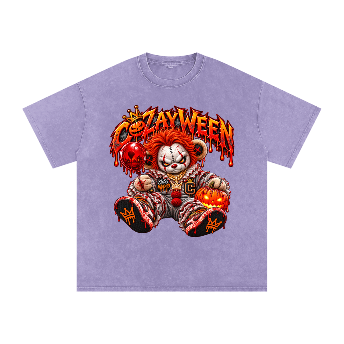CoZayWeen Pennywise Snow Washed Oversized Cotton T-Shirt