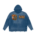 CoZay Original Unisex Distressed Full Zip Sweater