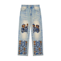 CoZay Signature AOP Sun Fade Raw Hem Denim Jeans