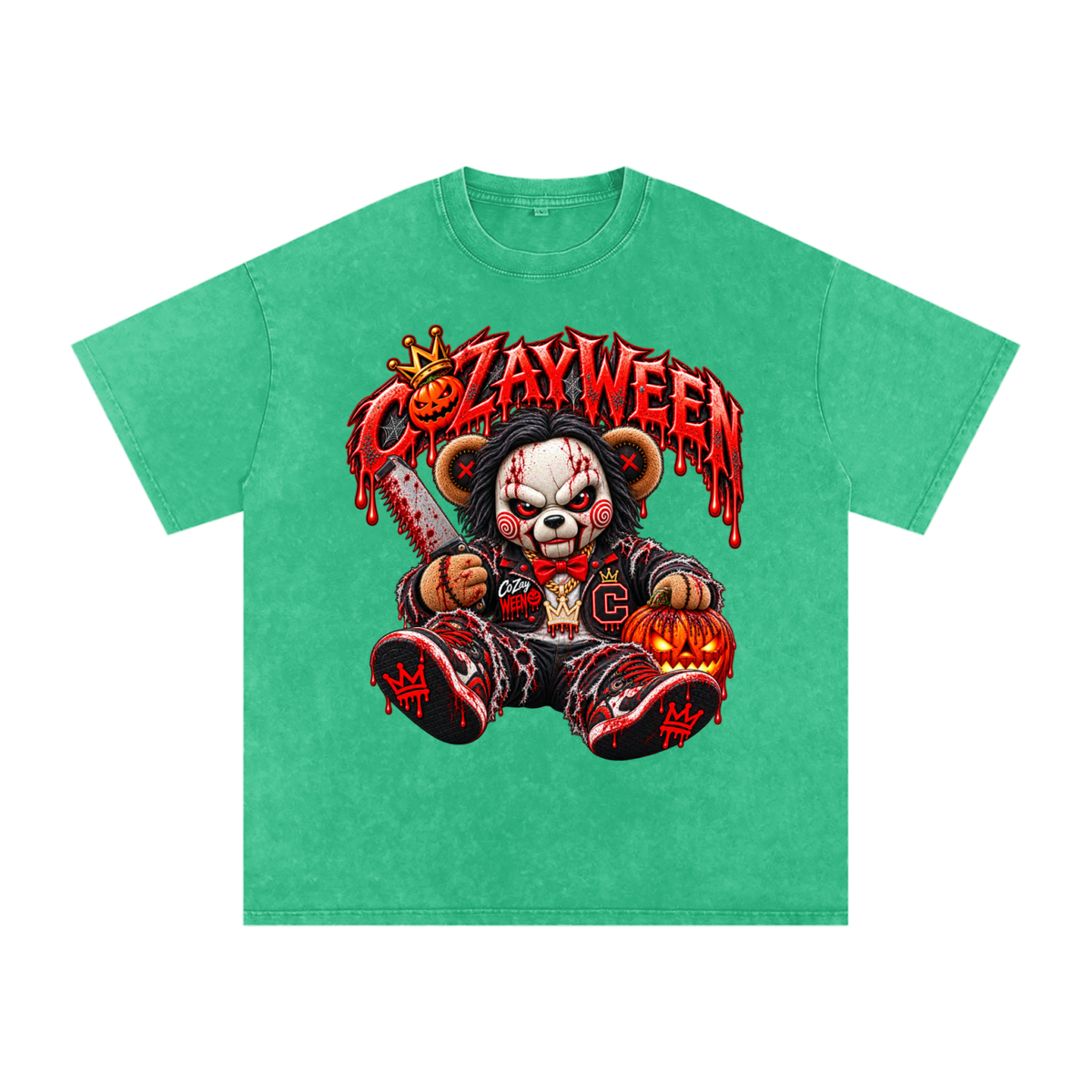 CoZayWeen Saw Snow Washed Oversized Cotton T-Shirt