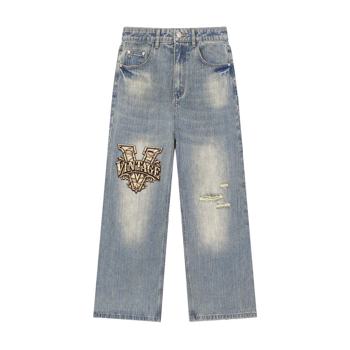 CoZay Vintage Reserve Men's Wash Distressed Denim Jeans