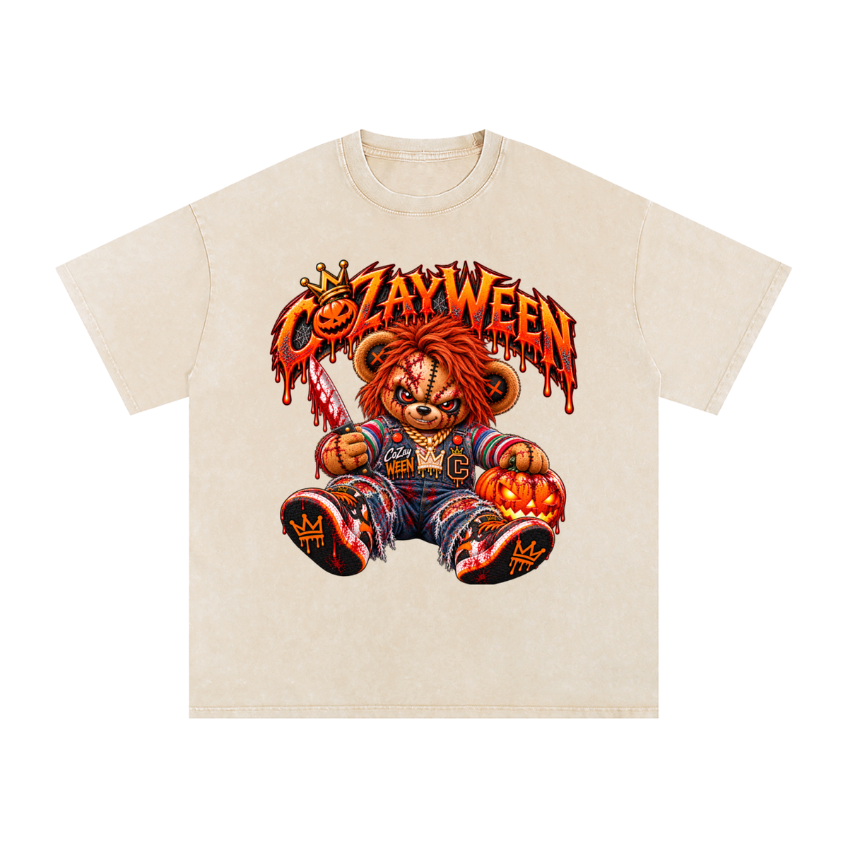 CoZayWeen Chucky Snow Washed Oversized Cotton T-Shirt