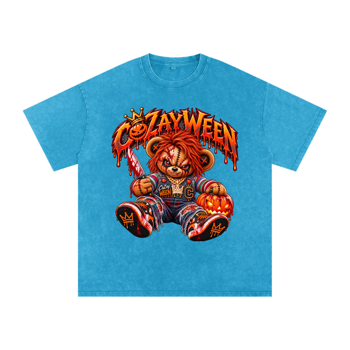 CoZayWeen Chucky Snow Washed Oversized Cotton T-Shirt