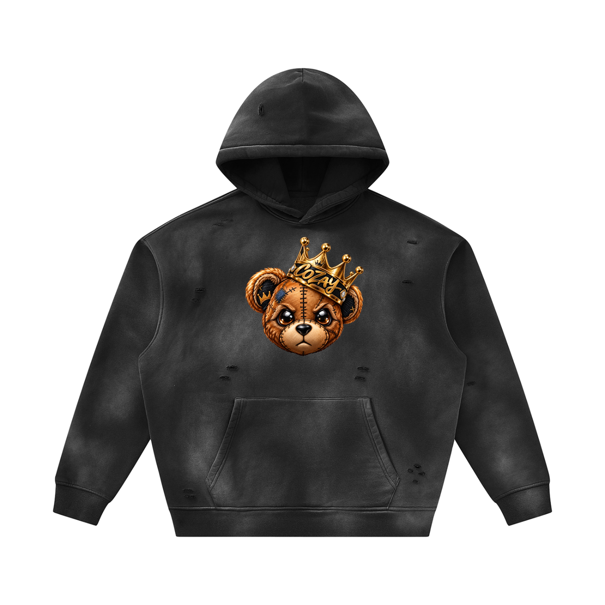 CoZay Original Bear Unisex Sunfade Frayed Fleece Hoodie