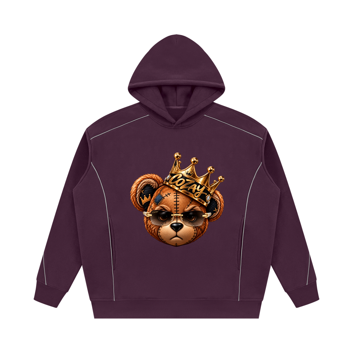 CoZay Original Cartier Bear Unisex Oversized Piping Fleece Hoodie
