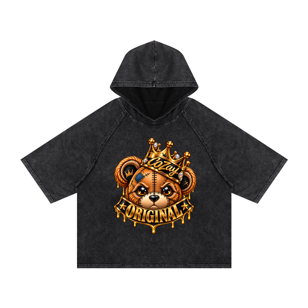CoZay Original Bear Snow Washed Hooded Boxy T-Shirt