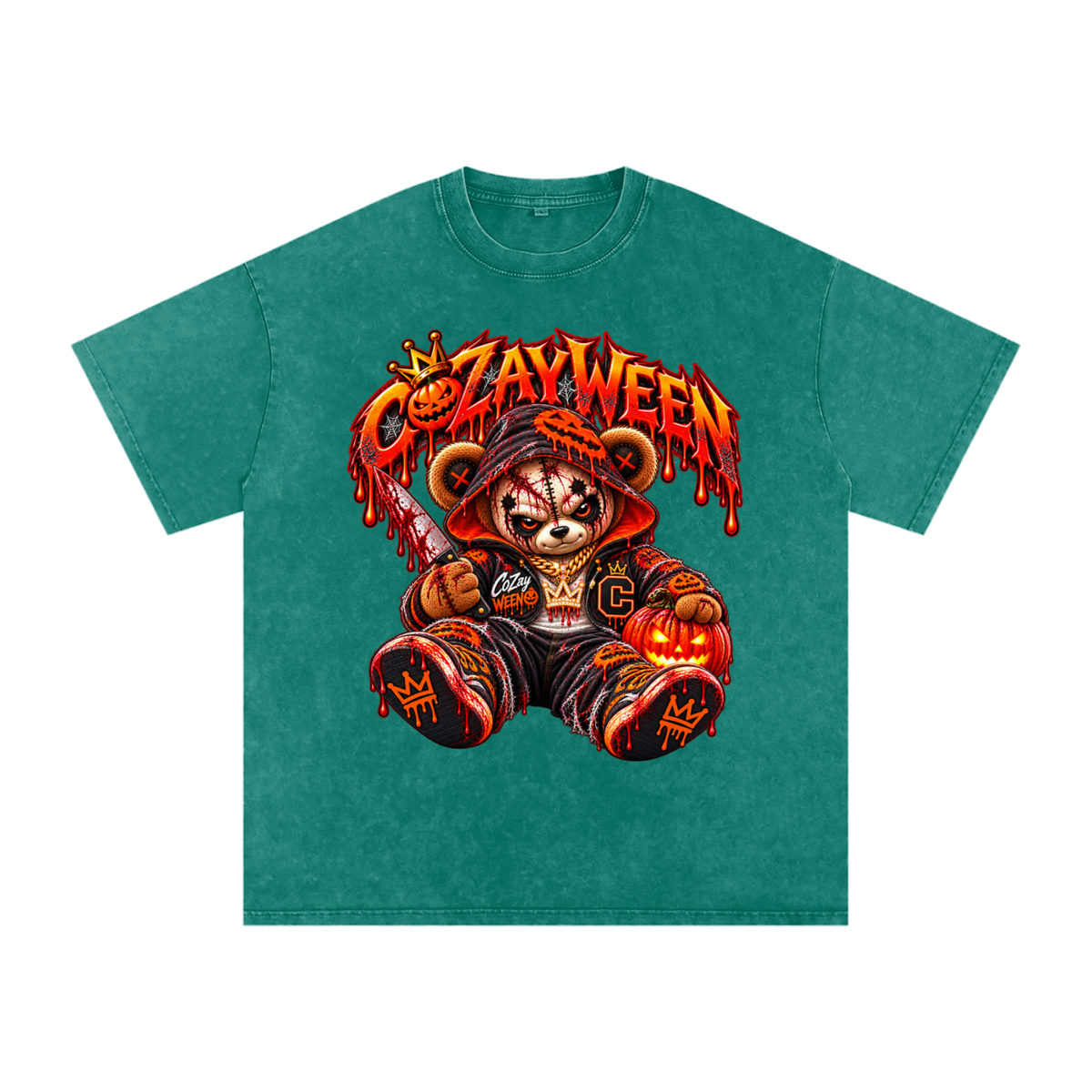 CoZayWeen Hoodie Snow Washed Oversized Cotton T-Shirt