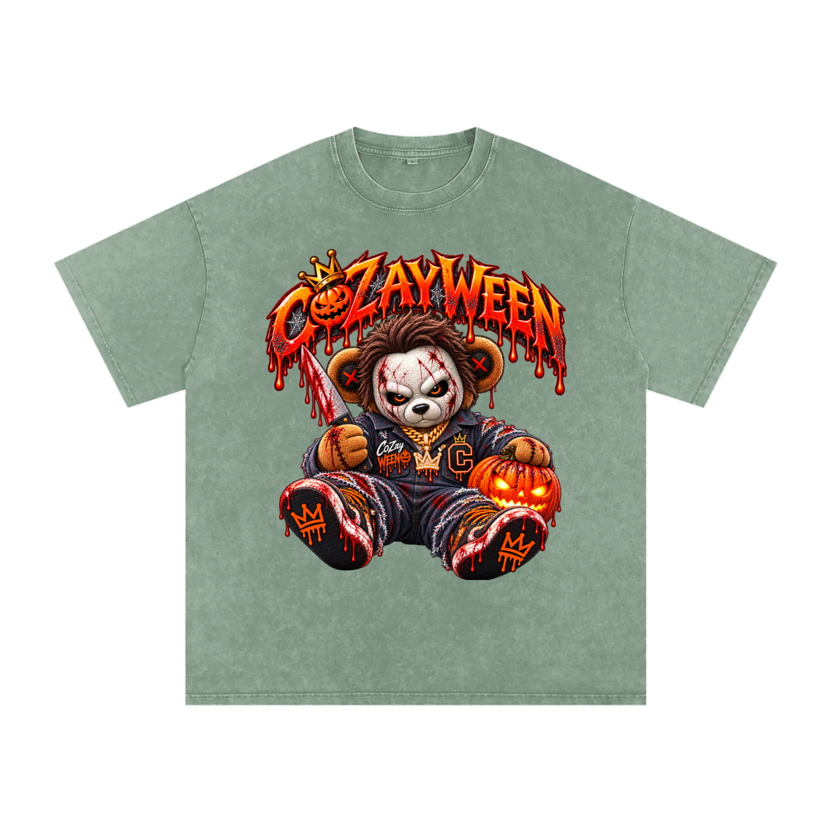 CoZayWeen Michael Myers Snow Washed Oversized Cotton T-Shirt