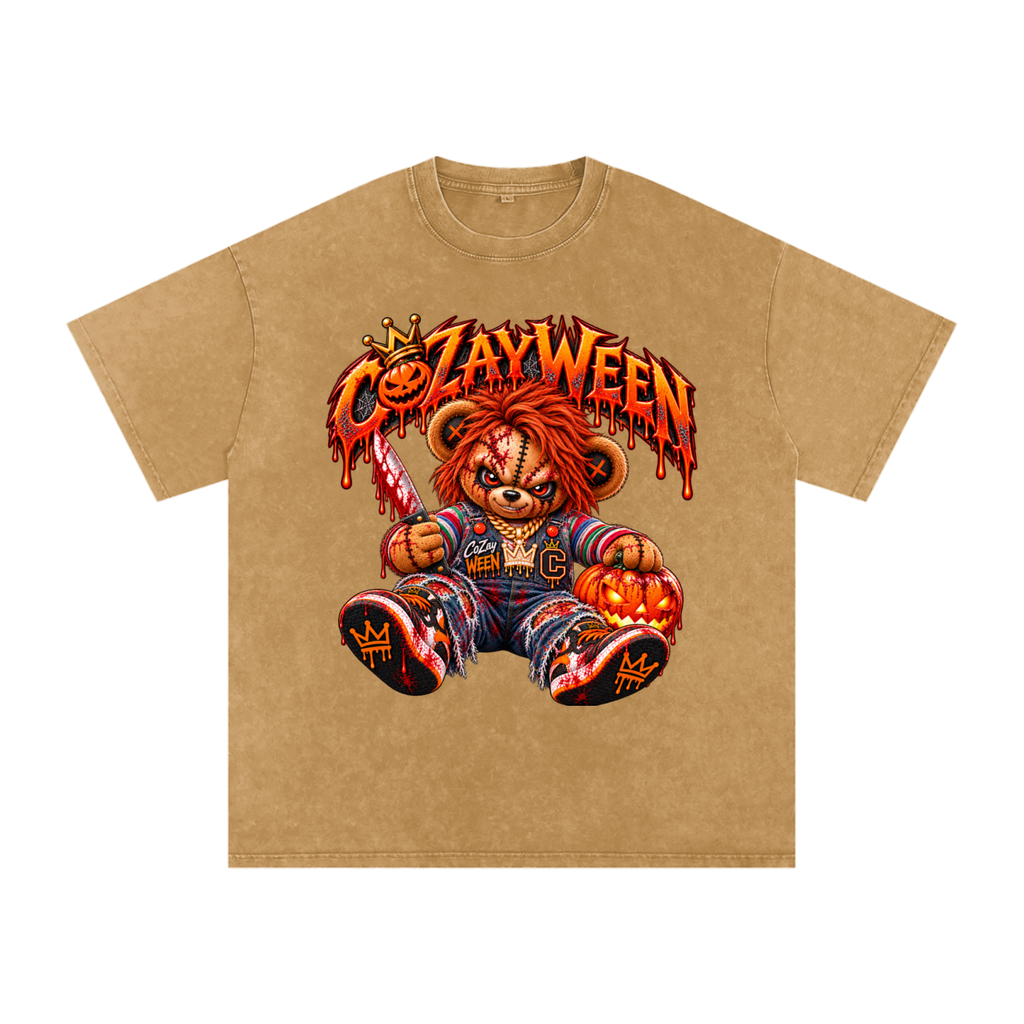 CoZayWeen Chucky Snow Washed Oversized Cotton T-Shirt