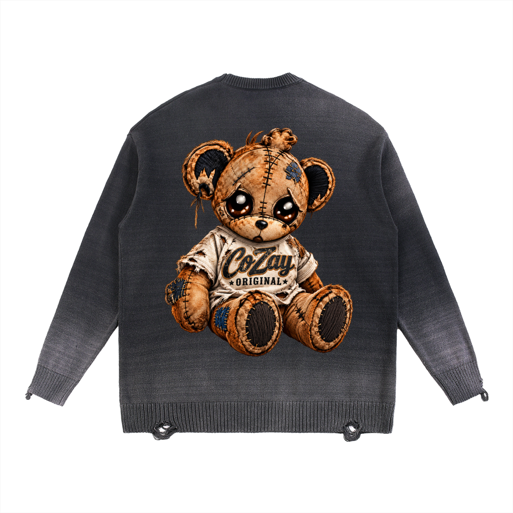 COZAY ORIGINAL Sun Fade Distressed Ripped Crewneck sweater