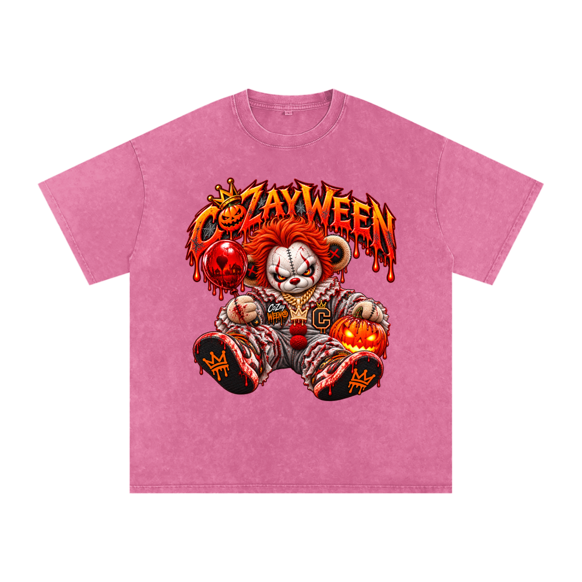 CoZayWeen Pennywise Snow Washed Oversized Cotton T-Shirt