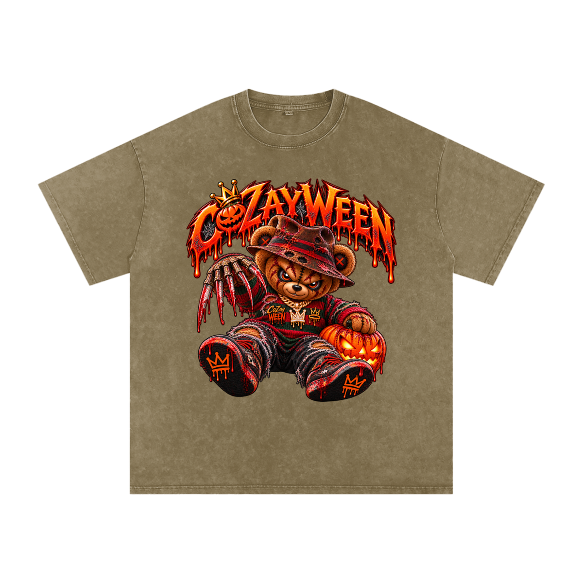 CoZayWeen Freddy Snow Washed Oversized Cotton T-Shirt