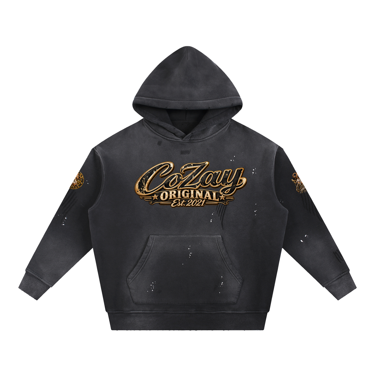 CoZay Original Vintage Washed Frayed Fleece Hoodie