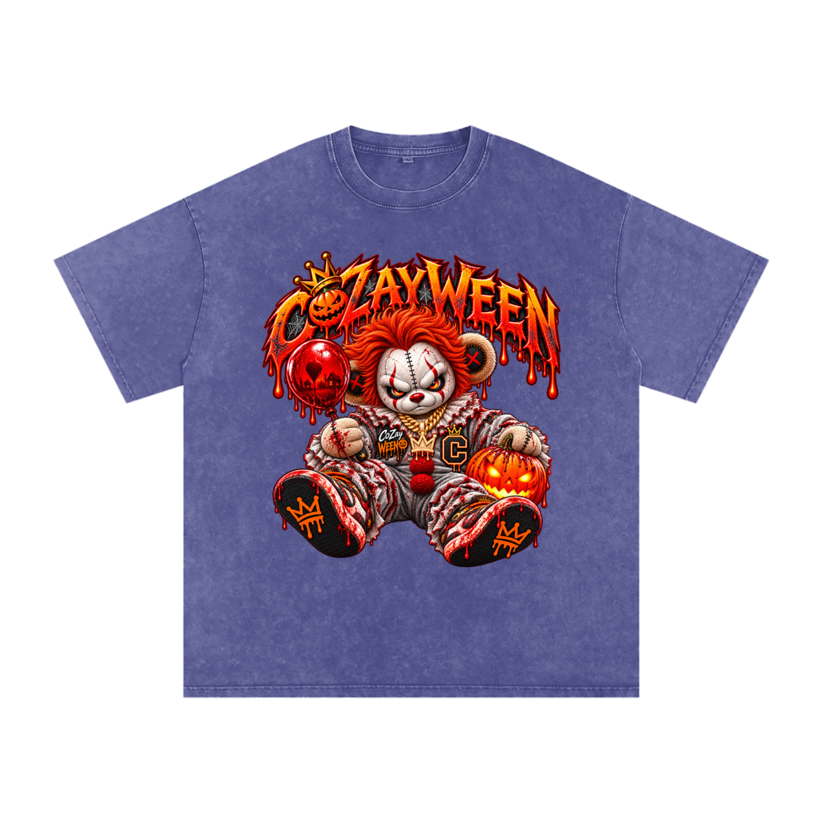 CoZayWeen Pennywise Snow Washed Oversized Cotton T-Shirt