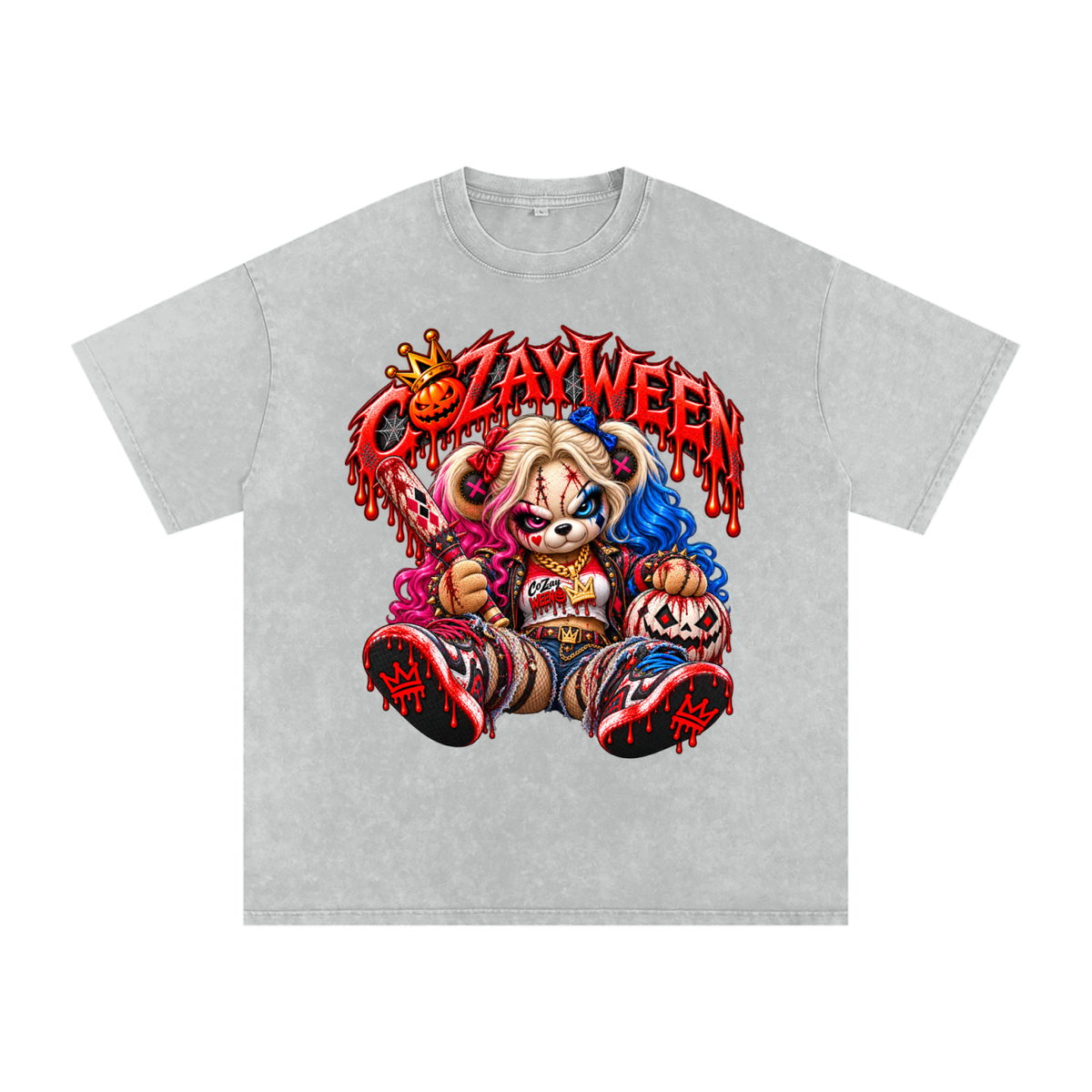 CoZayWeen Harley Snow Washed Oversized Cotton T-Shirt