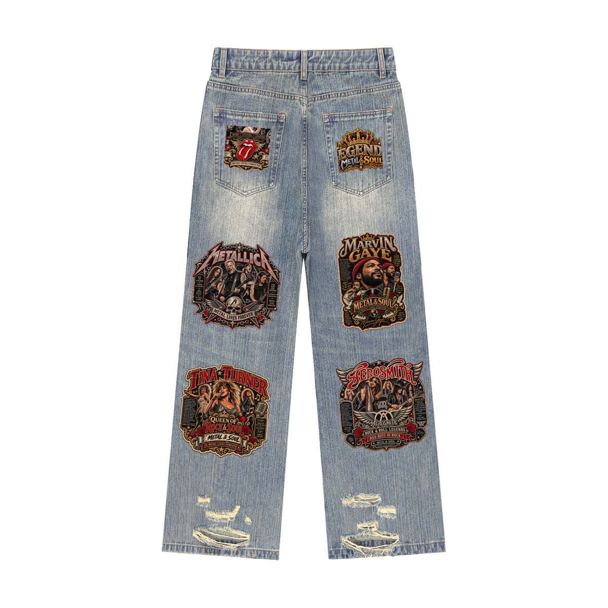 CoZay Legends AOP Vintage Wash Distressed Denim Jeans