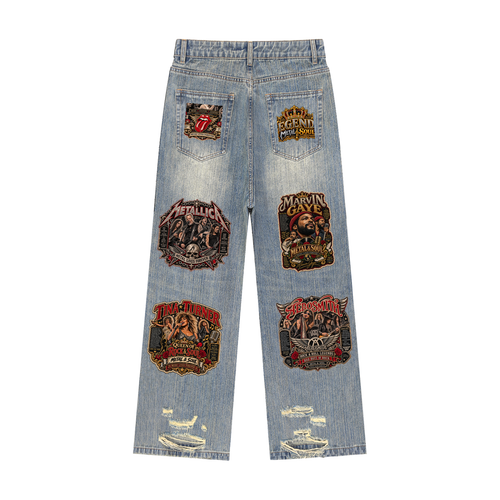 CoZay Legends AOP Vintage Wash Distressed Denim Jeans