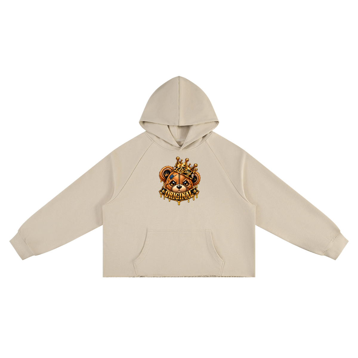 CoZay Original Bear Unisex Vintage Wash Raw Edge Boxy Hoodie