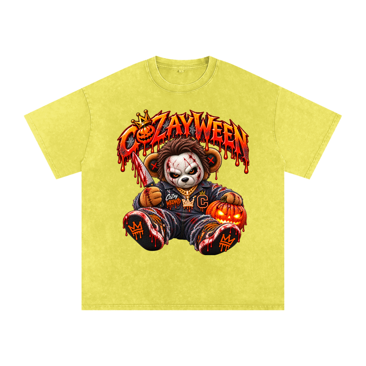 CoZayWeen Michael Myers Snow Washed Oversized Cotton T-Shirt