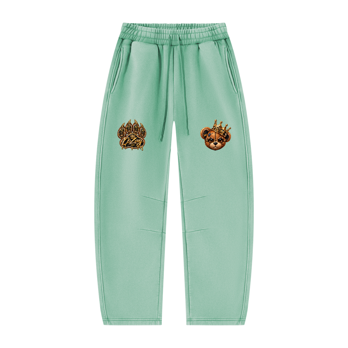CoZay Cartier Bear Unisex Vintage Wash Barrel Leg Fleece Sweatpants