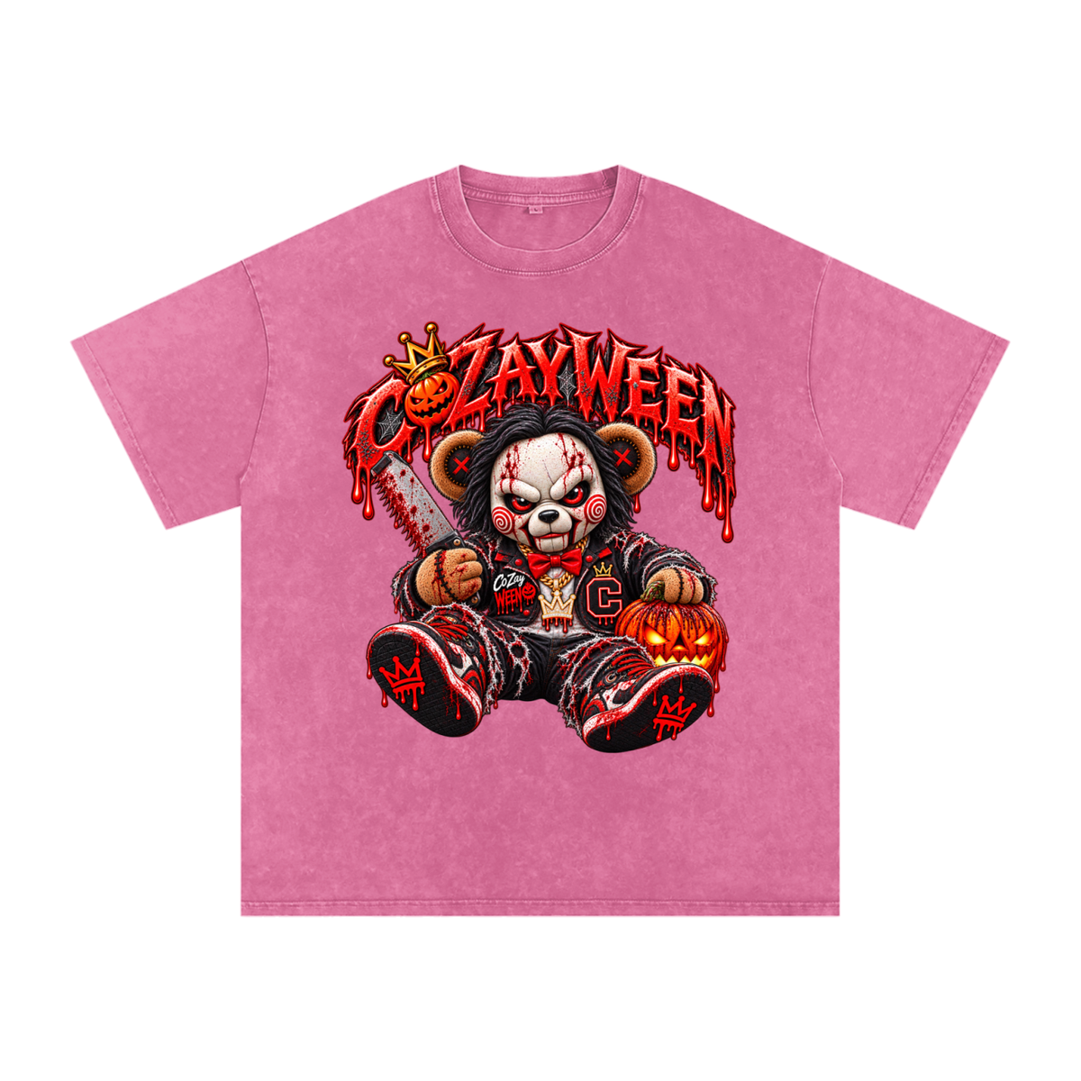 CoZayWeen Saw Snow Washed Oversized Cotton T-Shirt
