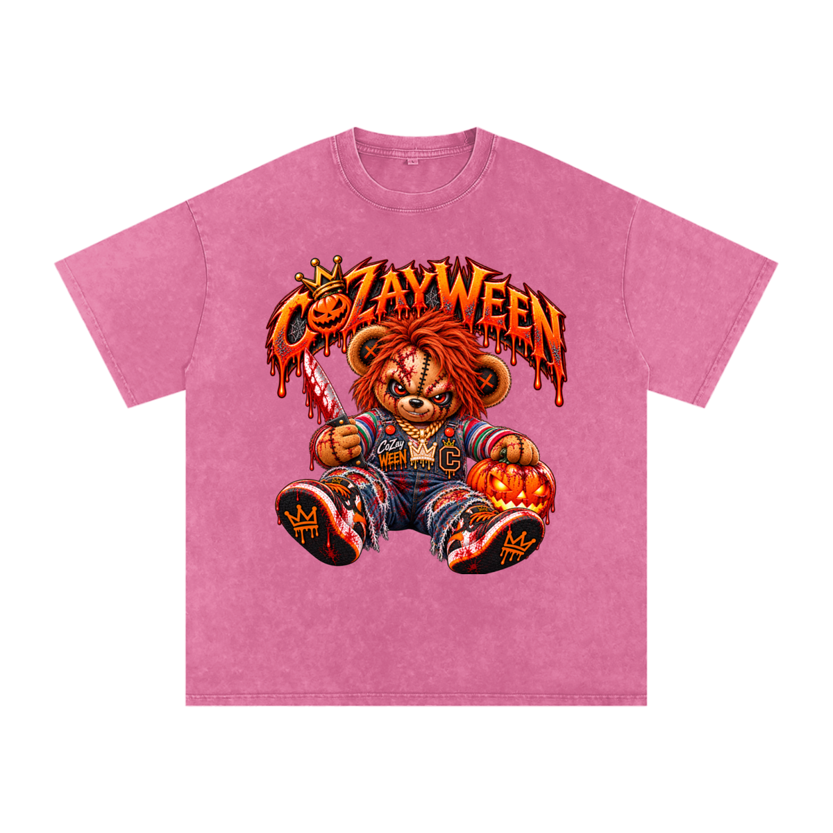 CoZayWeen Chucky Snow Washed Oversized Cotton T-Shirt